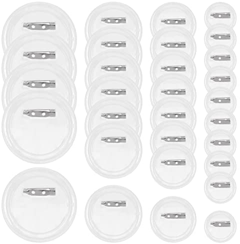 Mardatt Lot de 50 badges ronds transparents en acrylique de 4 tailles avec épingle, 25/38/45/60 mm, design personnalisé pour loisirs créatifs, cadeaux de Noël et de festival