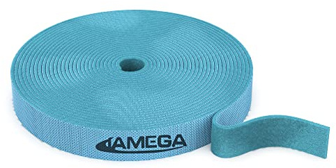 JAMEGA – 10m Klett Kabelbinder Rolle – 15mm Breit Frei zuschneidbar wiederverwendbare Klettkabelbinder auf Rolle | Klettband Klettbandrolle Klettverschluss Kabelorganizer Kabelmanagement - Blau