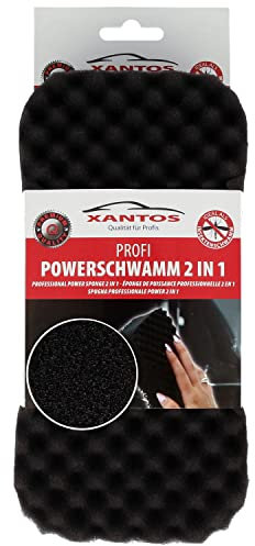 XANTOS AutoSchwamm - Multischwamm 2in1 für die Auto Reinigung | großer Schwamm zur Autopflege | Profi Auto Schwamm zum waschen und reinigen | Lackschonend und Kratzerfrei, Schwarz, 697