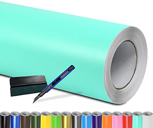 Folindo Autofolie Mint Matt (23€/m²) - 50 x 152 cm – Selbstklebende Auto Lackschutzfolie mit Luftkanal Technik – Blasenfreie Auto Folierung inkl. Rakel & Cutter – Car Wrapping Folie