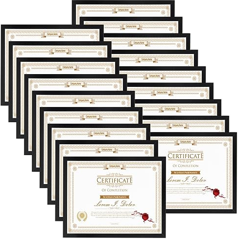 WIFTREY 8.5x11 Black Picture Frame Set of 18, 8.5x11 Photo Frames Bulk for Document Certificate Award Diploma, Wall Hanging or Tabletop Display