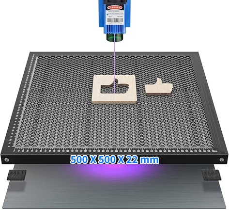 Honeycomb Lit laser, matériau de découpe laser avec plaque en aluminium, table en nid d'abeille en acier pour découpe laser et gravure, grille laser de graveur-accessoire. (50 x 50 x 2.2cm)