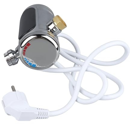 Atyhao Warmwasserbereiter-Wasserhahn, LED-Anzeige, Warmwasserhahn, Warmwasserhahn, Warmwasserbereiter-Wasserhahn, Elektrischer Heizwasserhahn, IPX4 Wasserdicht, EU-Stecker