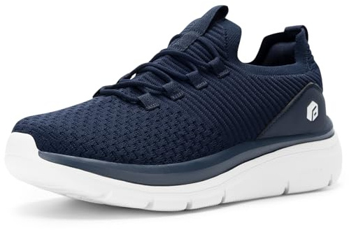 FitVille Slip On Sneakers Herren Walkingschuhe Extra Weit Sportschuhe Leichte Laufschuhe Atmungsaktive Jogging Fitness Outdoor Gym Schlüpfen Schuhe,Navy blau,44 EU,X-Weit