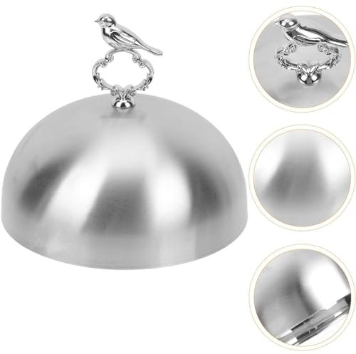 BradOc Stainless Steel Plate Bell,Fused Dome Teppanyaki Lid,Burger Dome Cheese Bell Burger Hood Fly Hood Food,For Steak Cheese Burger Food,Silver