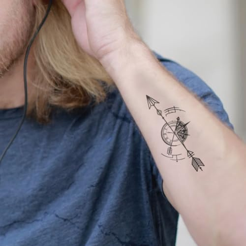 MyJagua Richtungsweiser Tattoo | 1-2 Wochen Haltbar | Auf Pflanzenbasis | Hautverträglich | Wasserfest | Neue Technologie | Kein Klebe-Design