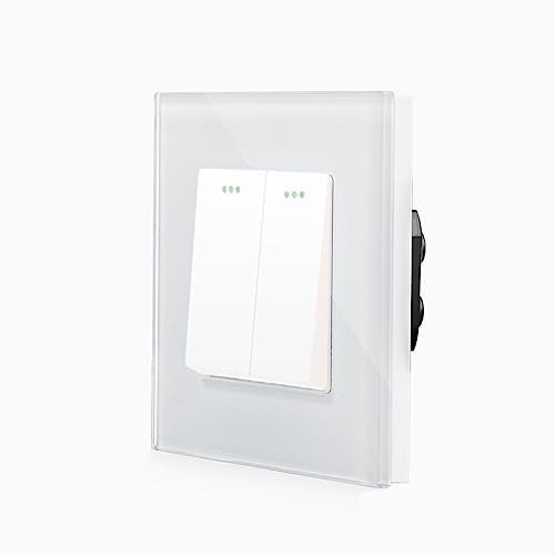 Luxus-Time Pulsador de serie doble pulsador basculante mecánico interruptor de luz para relé UP incluye marco de cristal blanco