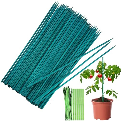 Pflanzenstütze, 50 Stück 30cm Pflanzenstab Rankhilfe, Bambusstäbe, Orchideenstab Plant Sticks mit 50 Metallischen Bindebändern für Haus Garten Kletterpflanze Erweiterung der Pflanzenstütze