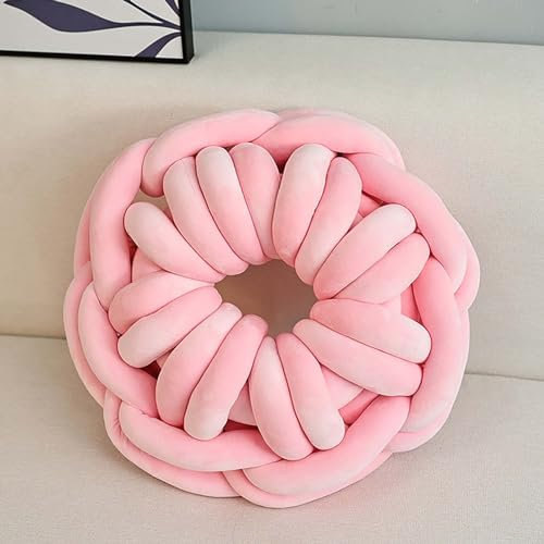 Plüsch Knotenkissen,Knot Kissen Ball, Geknotetes Kissen,Knoten-Ball-Kissen, Runde Kissen Samt Deko Sofa-Kissen für Schlafzimmer, Sofa,Rosa