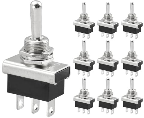 Heschen Interrupteur à bascule en métal, KN3D-103, 12V 25A, SPDT, marche/arrêt/marche, 3 positions 3 broches, pour éclairage de tableau de bord (10)
