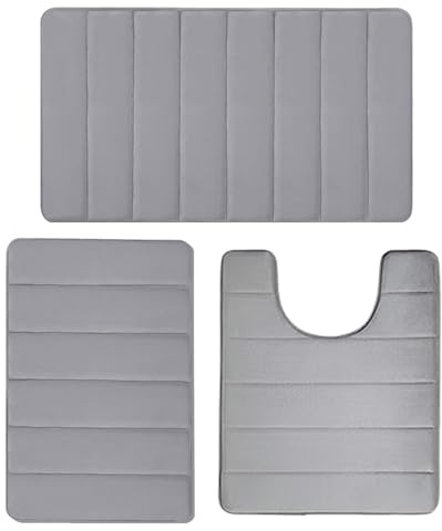 Badezimmerteppich-Set | Badteppich und Vorleger-Set | Duschmatten-Set, waschbares Bade- und WC-Vorleger-Set, rutschfeste Unterseite, neuer Teppich-Stil, Teppiche für Badezimmer und Toiletten
