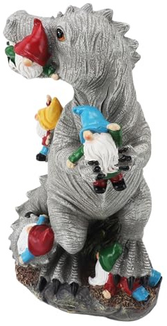 Garden Gnome Ornaments,Dinosaur Eating Gnomes Garden Statue,31cm Resin Fairy Door Yard Art Outdoor Gardens Decoration Funny Dinosaur Ornament for Gardens Yard Patio Art Resin Statue