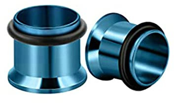 Epinki Piercing Schmuck, 2 Stück Expander Messgeräte Ohrringe 10mm, Edelstahl Tunnel Dehnstab Set Hoop Blau Ohrringe Stecker Ohrpiercing