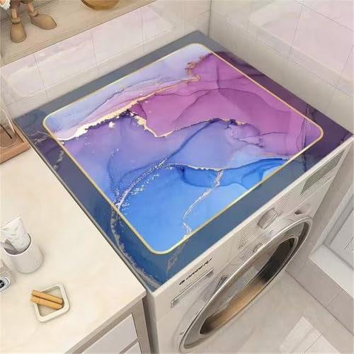 Washer And Dryer Cover For Top Washing Machine Top Protector Cover Mat Silicone Non-Slip Dust-Proof Pad For Laundry Room Kitchen Refrigerator Microwave Doormat Pet Feeding Mat (Colour 6,60x60cm)