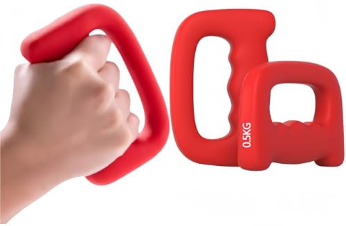 LEXICANMHS 2 pezzi manubri a forma di mano in neoprene, manubri con impugnatura a D, antiscivolo, pesi singoli da 0,5 kg, design ergonomico per esercizi di allenamento, jogging, camminata