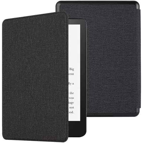 MOKASE Fodral Compatible with 6 Kindle Paperwhite (Passar 2012, 2013, 2015, 2016 Versionen), ModellNummer: EY21/DP75SDI, Slimmad Hårt Fall Skyddsfodral med Smart Vakna/Sömn Funktion, Cloth Black