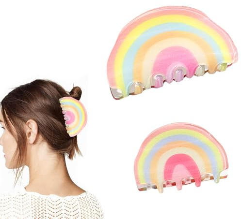 DERJDISF Niedliche 'Making the Cut' Regenbogen-Haarklammer - Exquisite Dackel Haarspange & Muschel Haarschmuck, Buntes Barrette Clip & Claw Clip für alle Haartypen