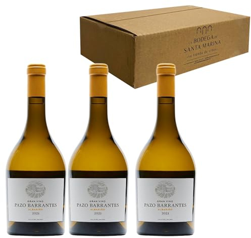 Gran Vino Pazo Barrantes - Albariño de Rías Baixas | Vino Blanco | 13.5% Vol. | Exclusiva Variedad Albariño| Pack 3 Botellas 75cl