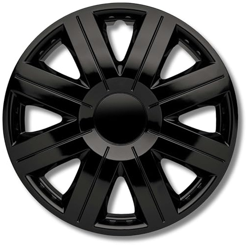 Kuglo Cosimo Radkappen 15 Zoll Schwarz, 4er-Set für Stahlfelgen | Schlagfester, witterungsbeständiger Kunststoff mit Metallspannring und werkzeugloser Clip-Montage