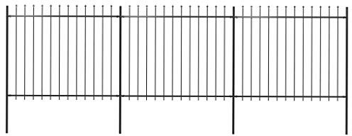 Xichuzi Gartenzaun mit Speerspitzen, Sichtschutz Zaun, ZaunsichtschutzB, Steckzaun, Garten Zaun,Teichzaun, Zaunelemente, Garden Fence, Stahl 5,1 x 1,5 m Schwarz