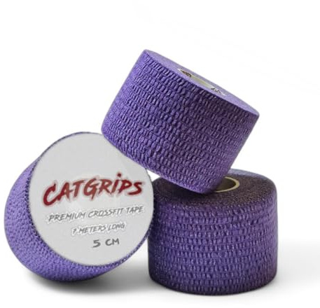 CATGRIPS Tape Crossfit XL, sportspån, tejp för korsningsfingrar, självhäftande crossfit-tejp, crossfit-band, korsettfäste, grepptejp (lila, 3 band x 5 cm)