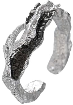 Auriselle Anello da Uomo Regolabile in Frassino Vintage Viking Retro Irregolare Aperto Anello da Pollice Gotico Gioielli Regali per Ragazzi Uomini Padre