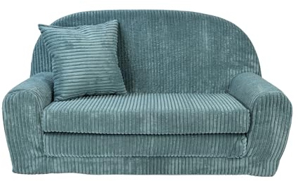 FORTISLINE Canapé Enfant Convertible avec Rallonge – Canapé Pliable en Velours Côtelé avec Coussins – Canapé Lit Enfant en Mousse – Housse Lavable – Certifié Oeko-TEX