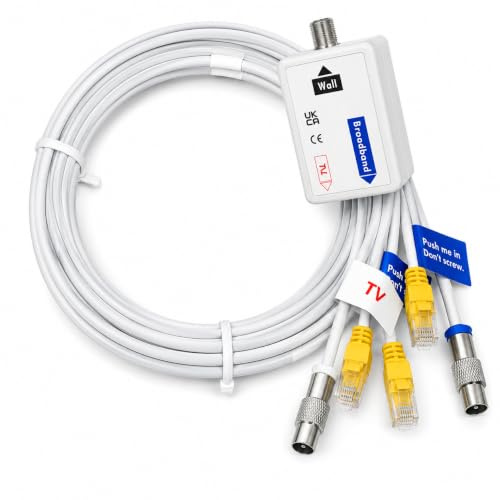 DragonSat Virgin Media Original Quick Start Splitter for Broadband & TV – Includes 2 Ethernet Cables
