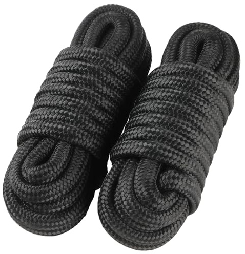 Confezione da 2 cavi da 1,5 cm x 50,8 m, in nylon intrecciato, per imbarcazioni di grado marino, con anello pre-impiombato da 38,1 cm per attracco, ormeggio e ancoraggio, ad alta resistenza