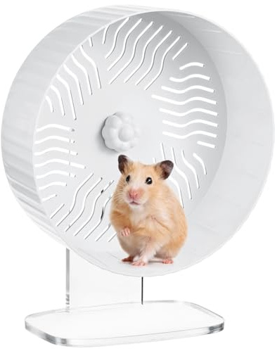 Hamsterhjul med akrylstativ, tyst hjul, enkel montering, platsbesparande löparhjul och bra ventilation för marsvin, Gerbils