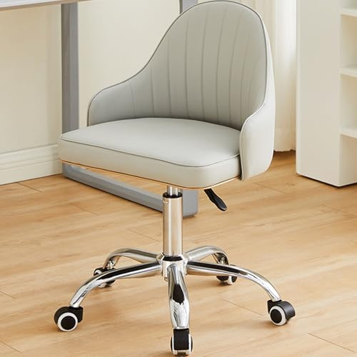 Silla cosmética giratoria de piel sintética con reposabrazos y ruedas para oficina, hogar, tienda, diseño cómodo