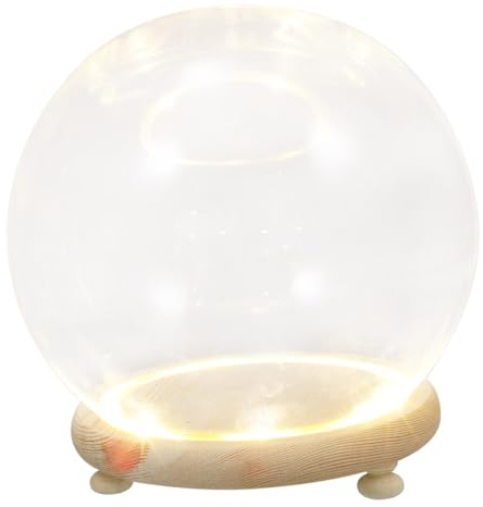 TOPPERFUN Glasglocke mit Holzsockel Luminöse Blumen Dekoration Terrarium Kuppel Pflanzentopf Abdeckung Staubschutz für Wohnraum Kreative Glas deko