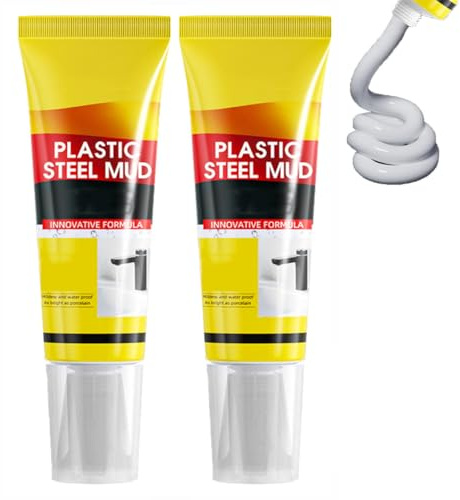 Mastic blanc multifonction et imperméable, adhésif de réparation pour acier et plastique 120 ml, kit de mastic pour évier, fenêtre,séchage rapide, anti-rétrécissement et anti-fissures. (2PC)