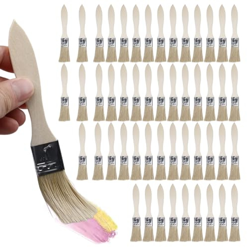 VEGOATY 100 stycken målarborstar set med trähandtag: 23 mm lackpensel med trähandtag, platt pensel för färger, lack, betning, lim, vägg och möbler, gör-det-själv, målningsbehov för målning