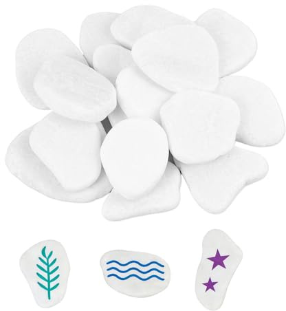 15 PCS Steine zum Bemalen, 5-8 cm Glatte Große Kieselsteine zum Bemalen, flache steine zum bemalen, Natürliche Weiße Steine zum Basteln, für Bunte Malerei, Dekoration, Garten- und Stranddeko