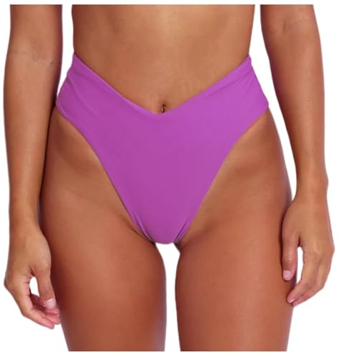 Generico Pantaloni da Nuoto da Donna - Slip Bikini da Donna Sexy con Taglio a V e Vita Alta (Purple XL)