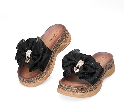 JOMIX Sandali da Donna con Plateau e Fiocco, Ciabatte Estivi Comodi con Suola Spessa, Scarpe da Spiaggia Casual per Tutte le Occasioni WWC260392-0
