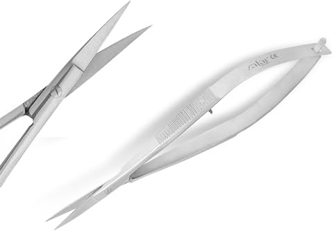 ZALAR Care Cuticle Scissors, Extra Fine Straight Pointed Tip, Stainless Steel, Silver, for Eyebrow, Eyelash, Nail and Dry Skin Grooming