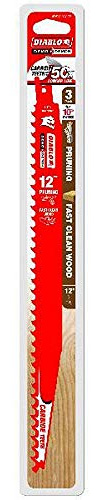 Diablo Demo Demon Carbide Teeth Reciprocating Saw Blades for Pruning and Clean Wood - Carbide Teeth - 12 Length, 3 TPI, 3-Pack - DS1203CP3
