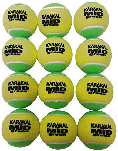 Karakal Unisex Mid grün Niedriger Kompression Tennisbälle, Tasche von 12, Grün/grün