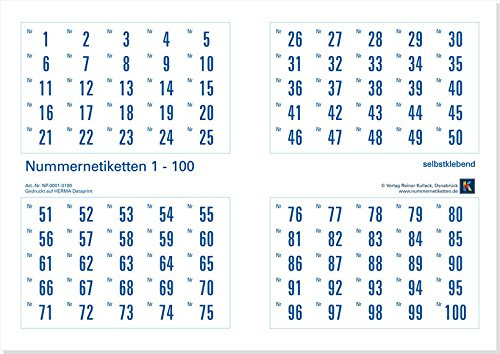 1000er-Set Nummernetiketten selbstklebend aus Papier, Zahlen zum Aufkleben, Nummernlagen in 1000er-Schritten wählbar (Nr. 1-1000)