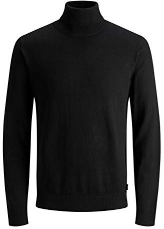 JACK & JONES herr polokrage Jjeemil Knit Roll Neck Noos, SVART, L