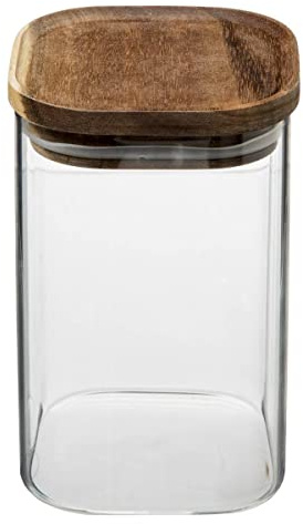 Five - Tarro hermético de cristal y madera, 1 L