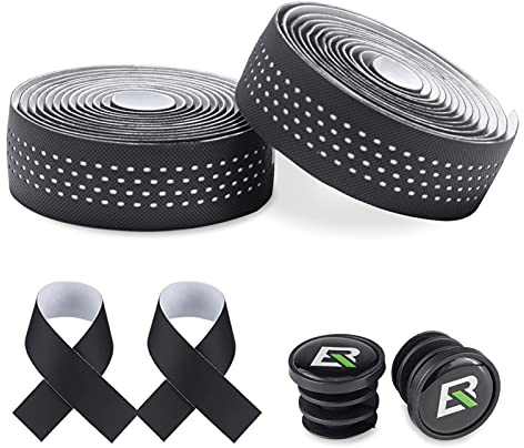 ROCKBROS Nastro Manubrio Bici Corsa da Strada in EVA con Tappi Terminali 2 Pezzi Nastri con Manico Traspirante Antiscivolo Antiurto per Bicicletta Accessori Bici