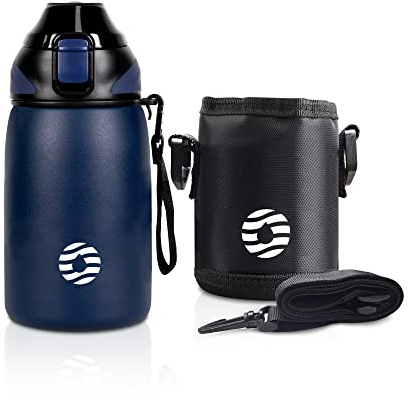 FJbottle Trinkflasche Edelstahl 1L, 800ml, 600ml, 400ml Kinder BPA-Frei Auslaufsichere Wasserflasche Thermosflasche Sport, Kohlensäure geeignet Thermoskanne für Uni, Schule, Fitness, Outdoor, Fahrrad