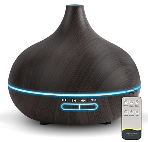 Diffusers for Essential Oils Large Room, 550ml Essential Oil Diffusers with Remote Control, Ultrasonic Oil Diffuser with Timer, 7 Colors Light for Bedroom