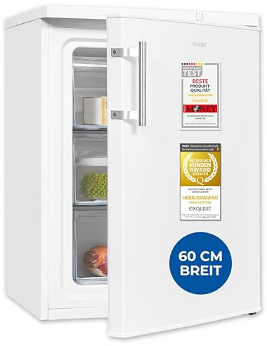 Exquisit Gefrierschrank 60cm Breite, 98 Liter, klein, 3 Schubladen, 4-Sterne-Gefrieren, Handgriff, GS18-H-170E weiss