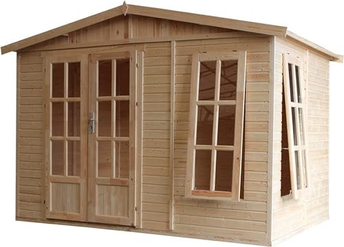 Casetta da giardino 6m2-332x222xA232 cm - Casetta in legno da giardino - Capanno in legno - Studio giardino - con tegole bituminose marrone - TIMBELA M334FB+H334FBBROWN