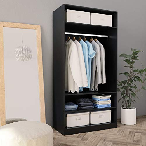 Makastle Kleiderschrank für Kleidung, Schrank zum Aufhängen von Kleiderbügeln, Garderobenständer mit Hängestange und kleine Fächer, Kleiderständer Garderobe Kleiderstange stabil für Schlafzimmer Flur