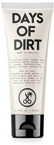 California Born Days of Dirt Hair Styling Cream for Dry, Fluffy, Frizzy, Clean Lived-in Look - Styling Cream for No-Hold, Texture & Shine - Made in USA, 6.8fl oz